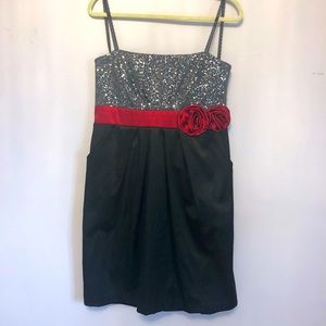 Black, red, grey strapless Dress Size 16